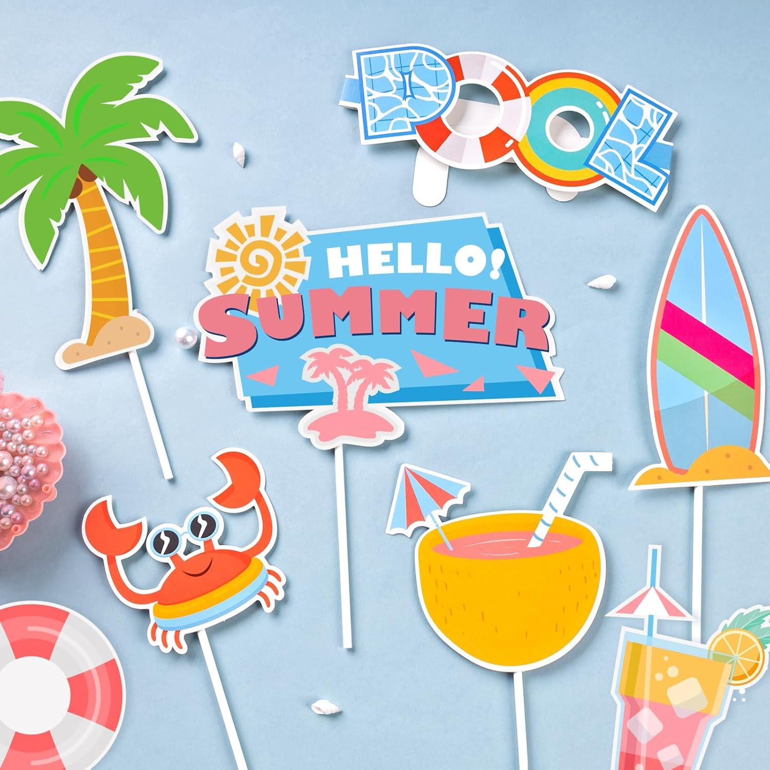 imageSUNBEAUTY 14 Pcs Tea Party Photo Booth Props Tea Party Decorations Alice in Wonderland Party Supplies Garden Party Bridal Shower for Girls WomenSummer Beach