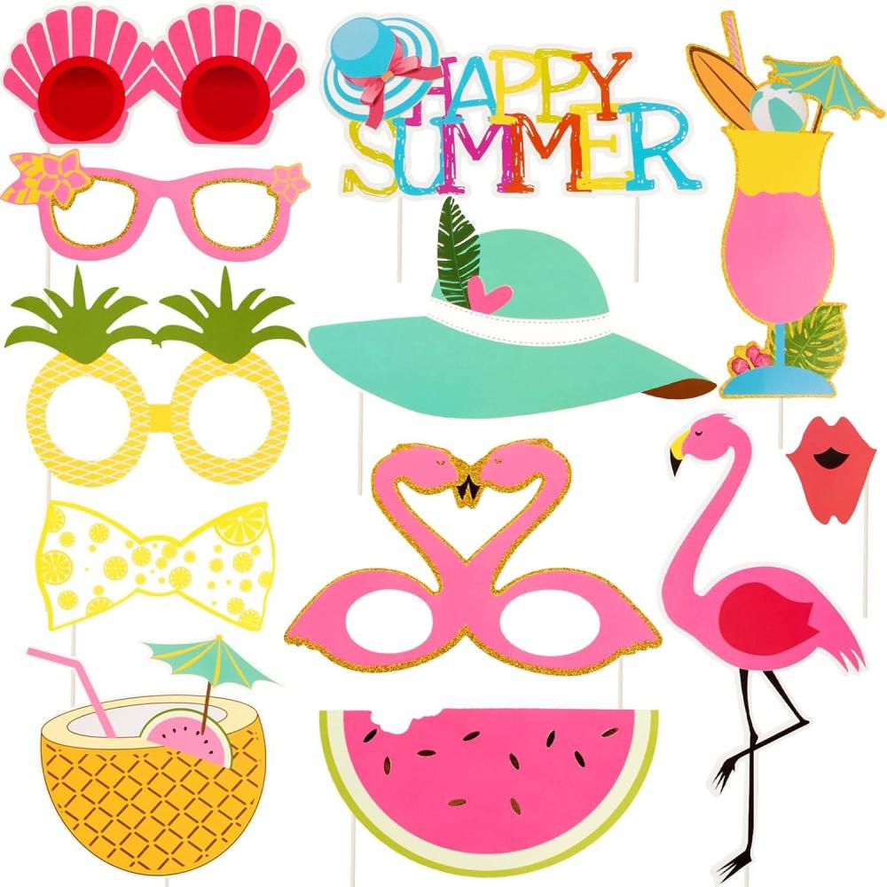 imageSUNBEAUTY 14 Pcs Tea Party Photo Booth Props Tea Party Decorations Alice in Wonderland Party Supplies Garden Party Bridal Shower for Girls WomenSummer