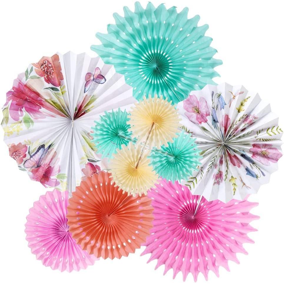 imageSUNBEAUTY Pack of 11 Purple Lavender Blue Hanging Honeycomb Paper Fans Decoration Mermaid Theme Tissue Paper Fan Garland for Baby Shower Girl Kid Birthday Under The Sea Wedding Party SuppliesTea Party