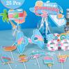 SUNBEAUTY 14 Pcs Tea Party Photo Booth Props Tea Party Decorations Alice in Wonderland Party Supplies Garden Party Bridal Shower for Girls Women(Summer Beach)