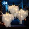SUNBEAUTY Hanging Ghost, Halloween Decorations Outdoor/Indoor-3Pcs Ghost Decor with Light, Halloween Ornaments, Hallowee n Decor for Tree, Yard, Window, Garden(White Black – 3)