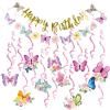 SUNBEAUTY 26PCS Soccer Birthday Party Decorations Pre-strung 8.2 Feet Soccer Happy Birthday Banner Soccer Hanging Swirls Party Decorations for Kids Boys’ Bday Party Decor(Butterfly)