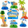 SUNBEAUTY 9 PCS Beach Honeycomb Centerpieces Beach Themed Birthday Party Decorations Pool Birthday Party Decorations Summer Themed Party Decorations(Beach)