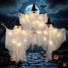 SUNBEAUTY Hanging Ghost, Halloween Decorations Outdoor/Indoor-3Pcs Ghost Decor with Light, Halloween Ornaments, Hallowee n Decor for Tree, Yard, Window, Garden(White Black – 3)