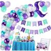 SUNBEAUTY Mermaid Birthday Party Balloons Garlands Kit Happy Birthday Banners Mermaid Cake Toppers Mermaid Tail Ballon Garland Set For Girls Mermaid Ocean Birthday Baby Shower Party Decorations