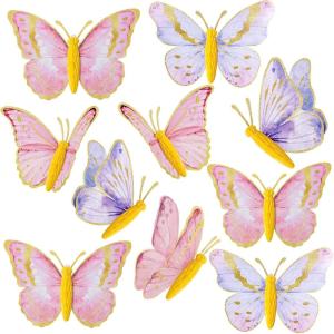 SUNBEAUTY 10 Pcs Butterfly Party Decorations 3D Birthday Decoration Pink Purple Hanging Honeycomb Decor for Girls Women Birthday Baby Shower Wedding Garden Party Supplies Pink Purple Butterfly