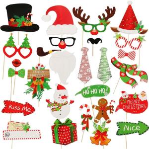 SUNBEAUTY 14 Pcs Tea Party Photo Booth Props Tea Party Decorations Alice in Wonderland Party Supplies Garden Party Bridal Shower for Girls Women(Christmas)