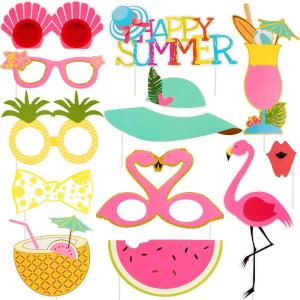 SUNBEAUTY 14 Pcs Tea Party Photo Booth Props Tea Party Decorations Alice in Wonderland Party Supplies Garden Party Bridal Shower for Girls Women(Summer)