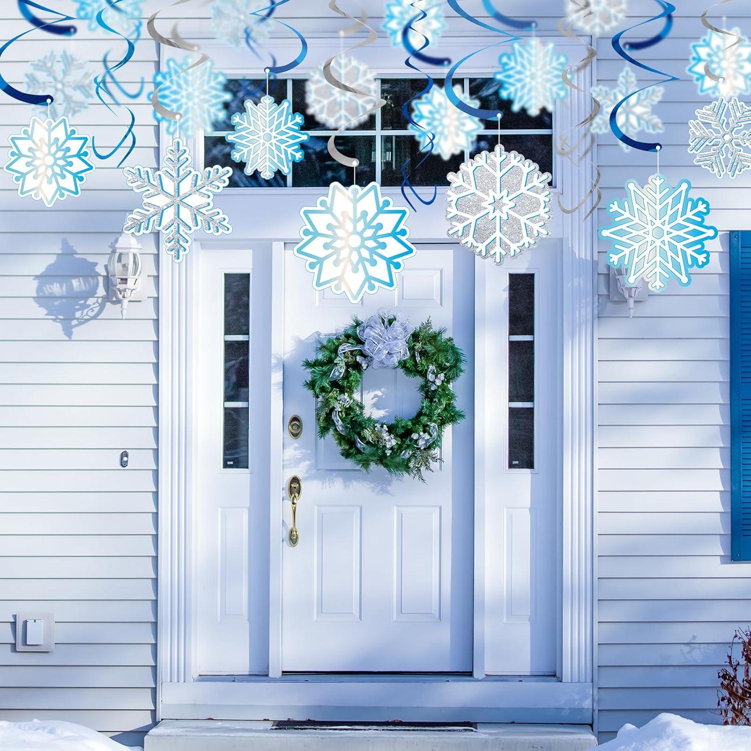 imageSUNBEAUTY 36 Pc Christmas Snowflake Hanging Swirl Decorations Winter Wonderland Snowflake Ornaments ampamp Ceiling Decorations