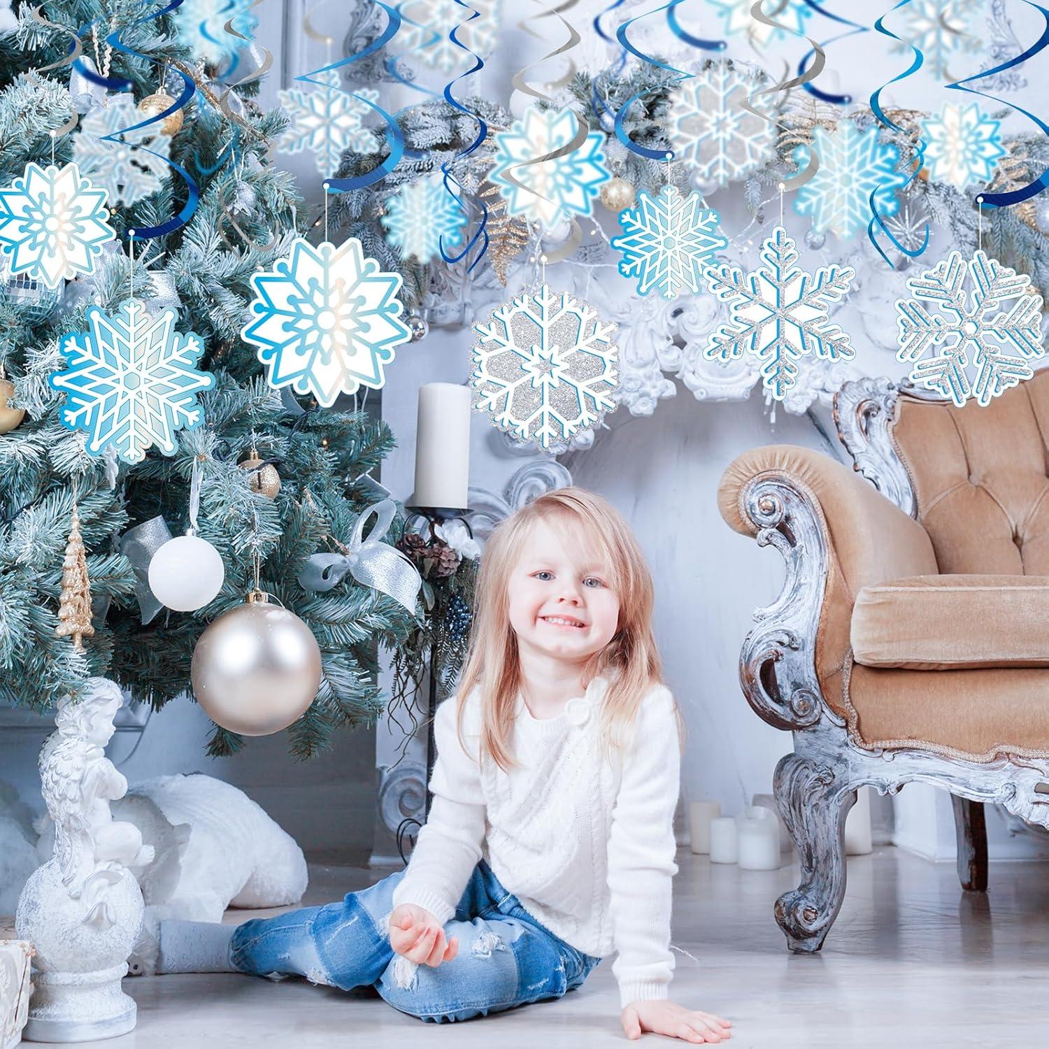 imageSUNBEAUTY 36 Pc Christmas Snowflake Hanging Swirl Decorations Winter Wonderland Snowflake Ornaments ampamp Ceiling Decorations