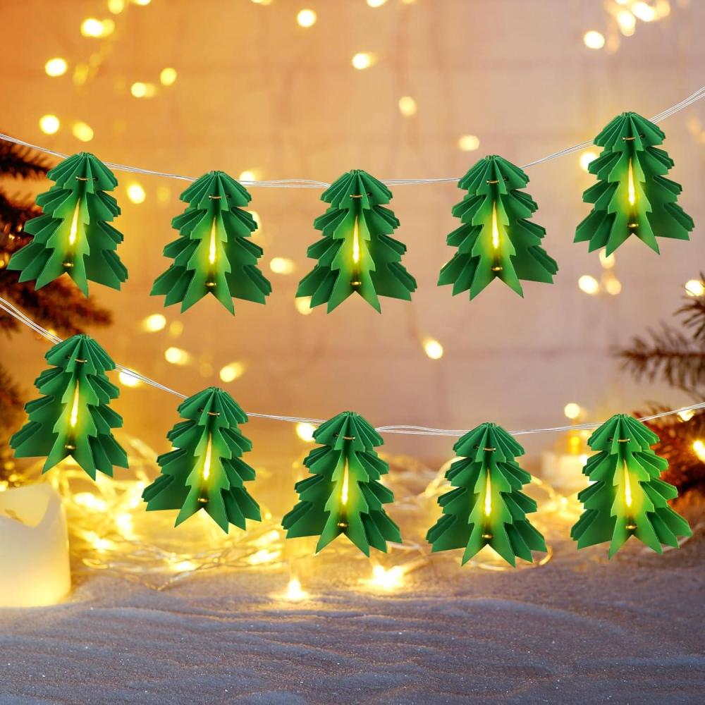 imageSUNBEAUTY 10 PCS Christmas Lights Mini Christmas Tree String Lights Christmas Tree Ornaments Waterproof Indoor Outdoor Twinkle Christmas Lights for Bedroom Patio Room Garden Home