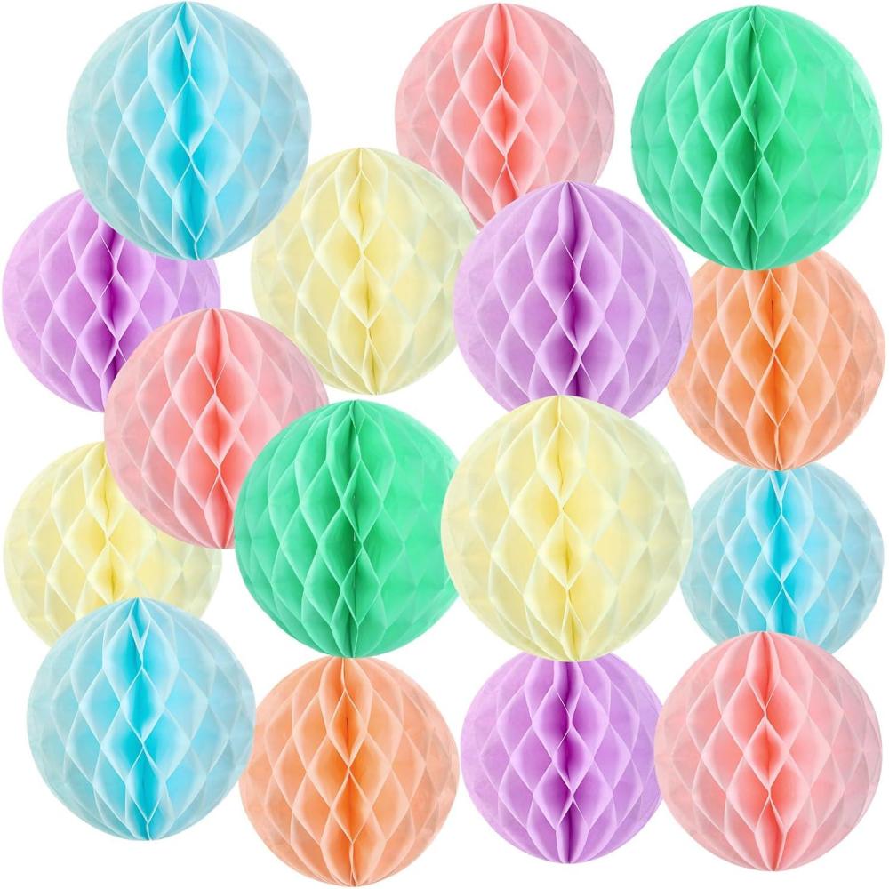 imageSUNBEAUTY 27 PCS Red Green White Christmas Party Hanging Honeycomb Decorations for Xmas New Year Winter Birthday Wedding Baby ShowerPastel