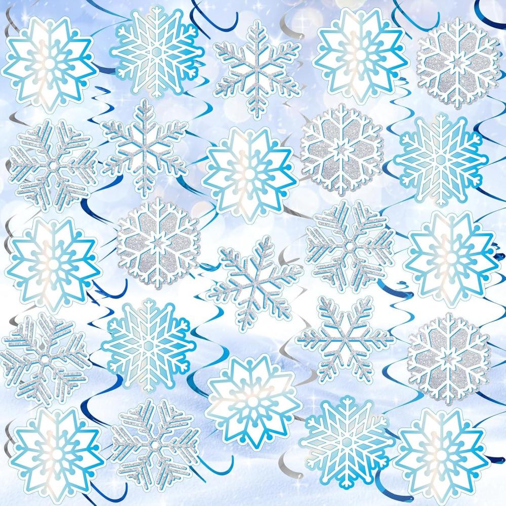 imageSUNBEAUTY 36 Pc Christmas Snowflake Hanging Swirl Decorations Winter Wonderland Snowflake Ornaments ampamp Ceiling Decorations