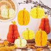 SUBBEAUTY 8 PCS Pumpkin Honeycomb Centerpieces Fall Pumpkin Party Decoration Thanksgiving Centerpieces for Tables Orange Honeycomb Decorations for Halloween Autumn Festival Party Decor(Yellow Pumpkin)