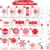 SUNBEAUTY 48PCS Red White Candy Hanging Swirls Decorations Candy Themed Party Decorations Candy Land Party Decorations for Kids Baby Shower Boys and Girls Birthday Party Sweet Shop Home Classroom