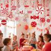 SUNBEAUTY 48PCS Red White Candy Hanging Swirls Decorations Candy Themed Party Decorations Candy Land Party Decorations for Kids Baby Shower Boys and Girls Birthday Party Sweet Shop Home Classroom