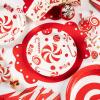 SUNBEAUTY 96 Pcs Christmas Candy Cane Party Plates and Napkins Party Supplies Christmas Party Tableware Set Red and White Xmas Decorations Candy Cane Xmas Decorations Serves 16 Guests
