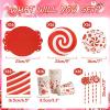 SUNBEAUTY 96 Pcs Christmas Candy Cane Party Plates and Napkins Party Supplies Christmas Party Tableware Set Red and White Xmas Decorations Candy Cane Xmas Decorations Serves 16 Guests