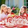 SUNBEAUTY 96 Pcs Christmas Candy Cane Party Plates and Napkins Party Supplies Christmas Party Tableware Set Red and White Xmas Decorations Candy Cane Xmas Decorations Serves 16 Guests