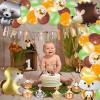 SUNBEAUTY Woodland Animals Balloon Garland Kit Happy Birthday Banner Hedgehog Squirrel Fox Raccoon Animal Balloon Arch for Woodland Baby Shower Party Boys Girls Birthday Decorations