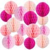 SUNBEAUTY 27 PCS Red Green White Christmas Party Hanging Honeycomb Decorations for Xmas New Year Winter Birthday Wedding Baby Shower(Hot Pink)