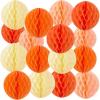 SUNBEAUTY 27 PCS Red Green White Christmas Party Hanging Honeycomb Decorations for Xmas New Year Winter Birthday Wedding Baby Shower(Pink Orange)
