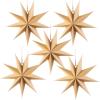 SUNBEAUTY 5 Pcs 9-Pointed Black Paper Star Lanterns 12 Inch Hanging Lamp Black Paper Funeral Decorations Christmas Birthday Home Holiday Party Decorations(Rustic)