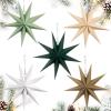 SUNBEAUTY 5 Pcs 9-Pointed Black Paper Star Lanterns 12 Inch Hanging Lamp Black Paper Funeral Decorations Christmas Birthday Home Holiday Party Decorations(Sage Green)
