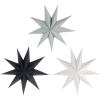 SUNBEAUTY 5 Pcs 9-Pointed Black Paper Star Lanterns 12 Inch Hanging Lamp Black Paper Funeral Decorations Christmas Birthday Home Holiday Party Decorations(Black White Grey)