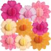 SUNBEAUTY 9 PCS Pastel Rainbow Party Decorations 10 Inch Giant Paper Flowers 3D Honeycomb for Party Pastel Hanging Flower Decorations for Girls Wall Birthday Wedding Backdrop Bridal Shower Classroom(Pink Orange)