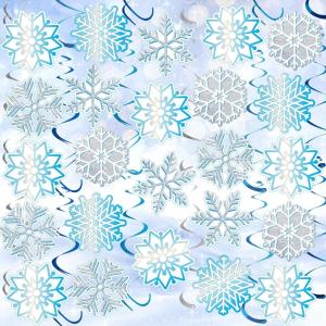 SUNBEAUTY 36 Pc Christmas Snowflake Hanging Swirl Decorations – Winter Wonderland Snowflake Ornaments & Ceiling Decorations