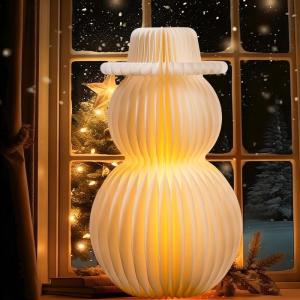 Christmas Table Decorations Indoor, 3D Christmas Snowman Honeycomb Centerpiece 20” Light Up Snowman Lamp Large Paper Christmas Ornaments for Winter Wonderland Holiday Weddings Home Xmas Decor