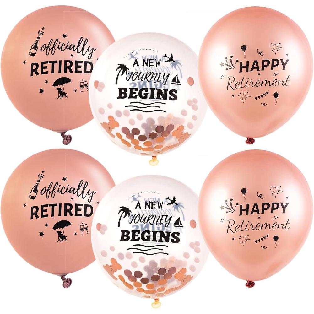 image:imageSUNBEAUTY 18 Pcs Happy Retirement Balloons With Pattern 12 Inch Blue and White Retirement Latex Sequin Balloons for Birthday Graduation Baby Shower WeddingPink