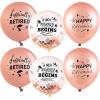 SUNBEAUTY 18 Pcs Happy Retirement Balloons With Pattern 12 Inch Blue and White Retirement Latex Sequin Balloons for Birthday Graduation Baby Shower Wedding(Pink)