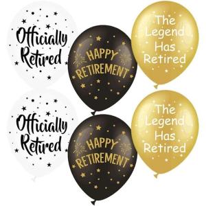 SUNBEAUTY 18 Pcs Happy Retirement Balloons With Pattern 12 Inch Blue and White Retirement Latex Sequin Balloons for Birthday Graduation Baby Shower Wedding(Wh/Bk/G-18pcs)