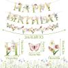 SUNBEAUTY Football Happy Birthday Banner Football Birthday Party Decorations Football Themed Party Supplies Bowl Game Sport Themed Happy Birthday Banner | Pre-Strung(Sunmmer Spring-Wildflower)