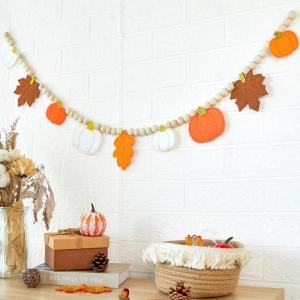 SUNBEAUTY Football Happy Birthday Banner Football Birthday Party Decorations Football Themed Party Supplies Bowl Game Sport Themed Happy Birthday Banner | Pre-Strung(Fall Pumpkin Garland)