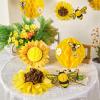 SUNBEAUTY Sunflower Party Decorations 3D Bee Honeycomb Hanging Decor Yellow Tissue Paper Flowers Birthday Yellow Sunflower Ceiling for Classroom Bulletin Board Wall Baby Shower Summer Garden Party