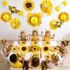 SUNBEAUTY Sunflower Party Decorations 3D Bee Honeycomb Hanging Decor Yellow Tissue Paper Flowers Birthday Yellow Sunflower Ceiling for Classroom Bulletin Board Wall Baby Shower Summer Garden Party