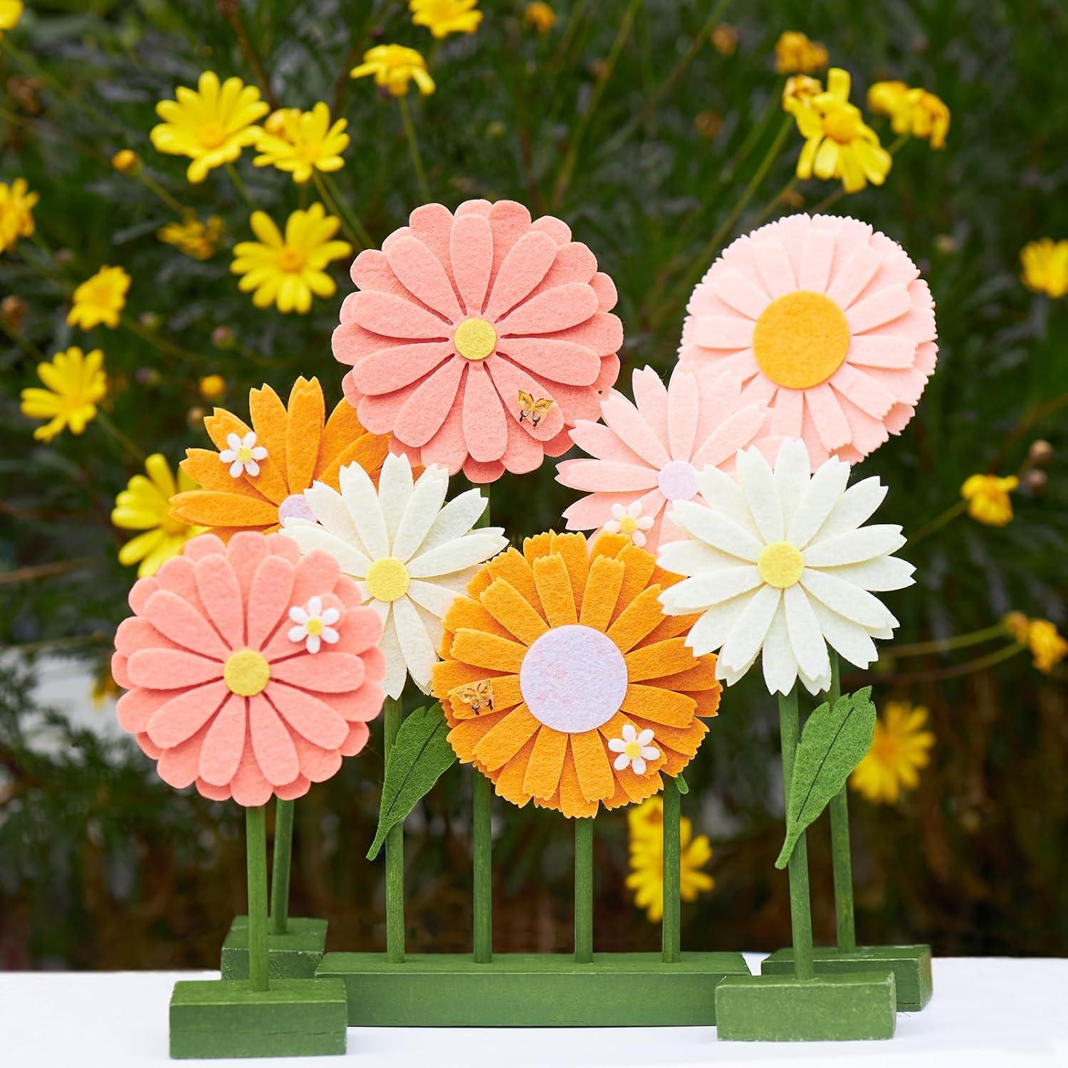 image:imageSUNBEAUTY 6Pcs Spring Tulips Flower Table Decoration Retro Tulip Felt Centerpiece Pink Yellow Orange Tulips Floral Tabletop Signs for Home Mothers Day Easter Garden Birthday Baby Shower Party DecorPink Orange Daisy