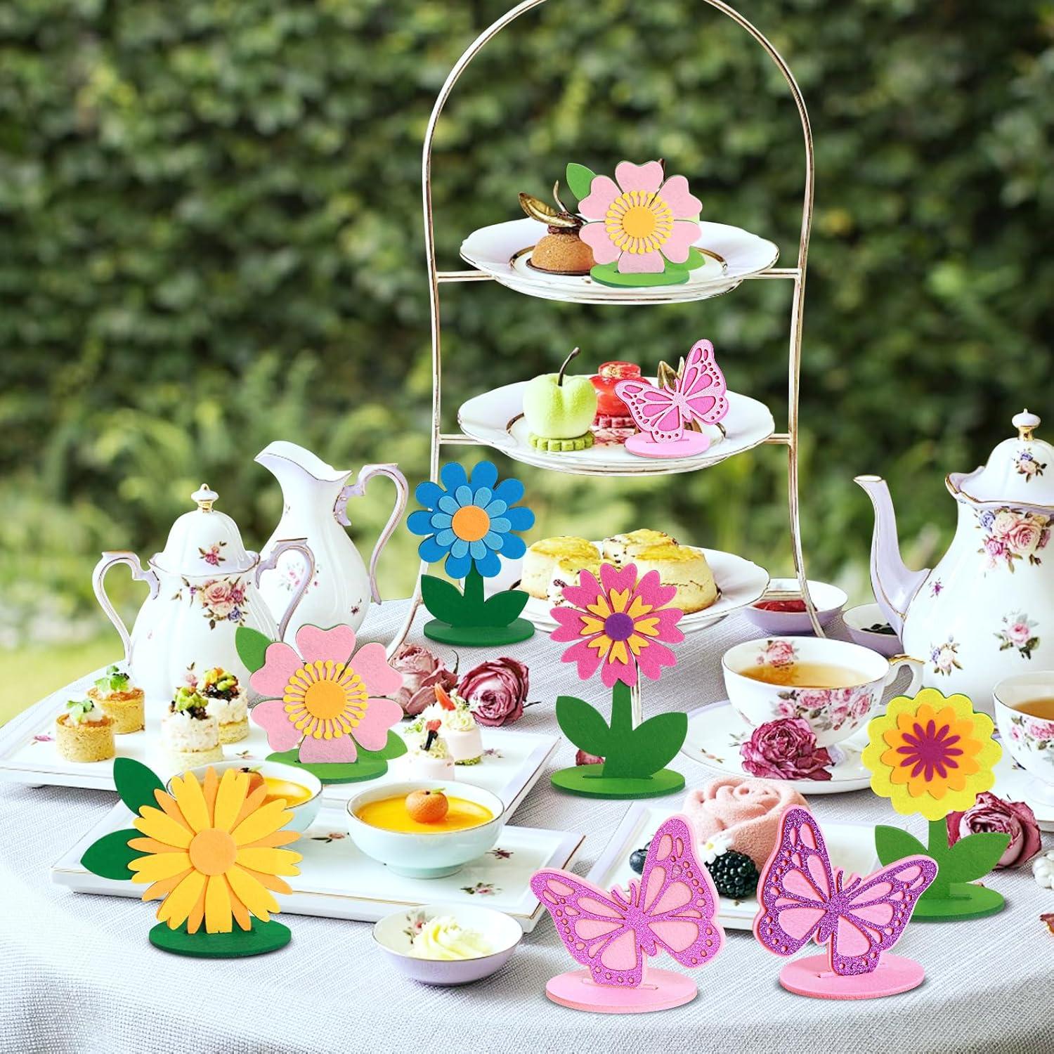 image:imageSUNBEAUTY 6Pcs Spring Tulips Flower Table Decoration Retro Tulip Felt Centerpiece Pink Yellow Orange Tulips Floral Tabletop Signs for Home Mothers Day Easter Garden Birthday Baby Shower Party DecorFlower