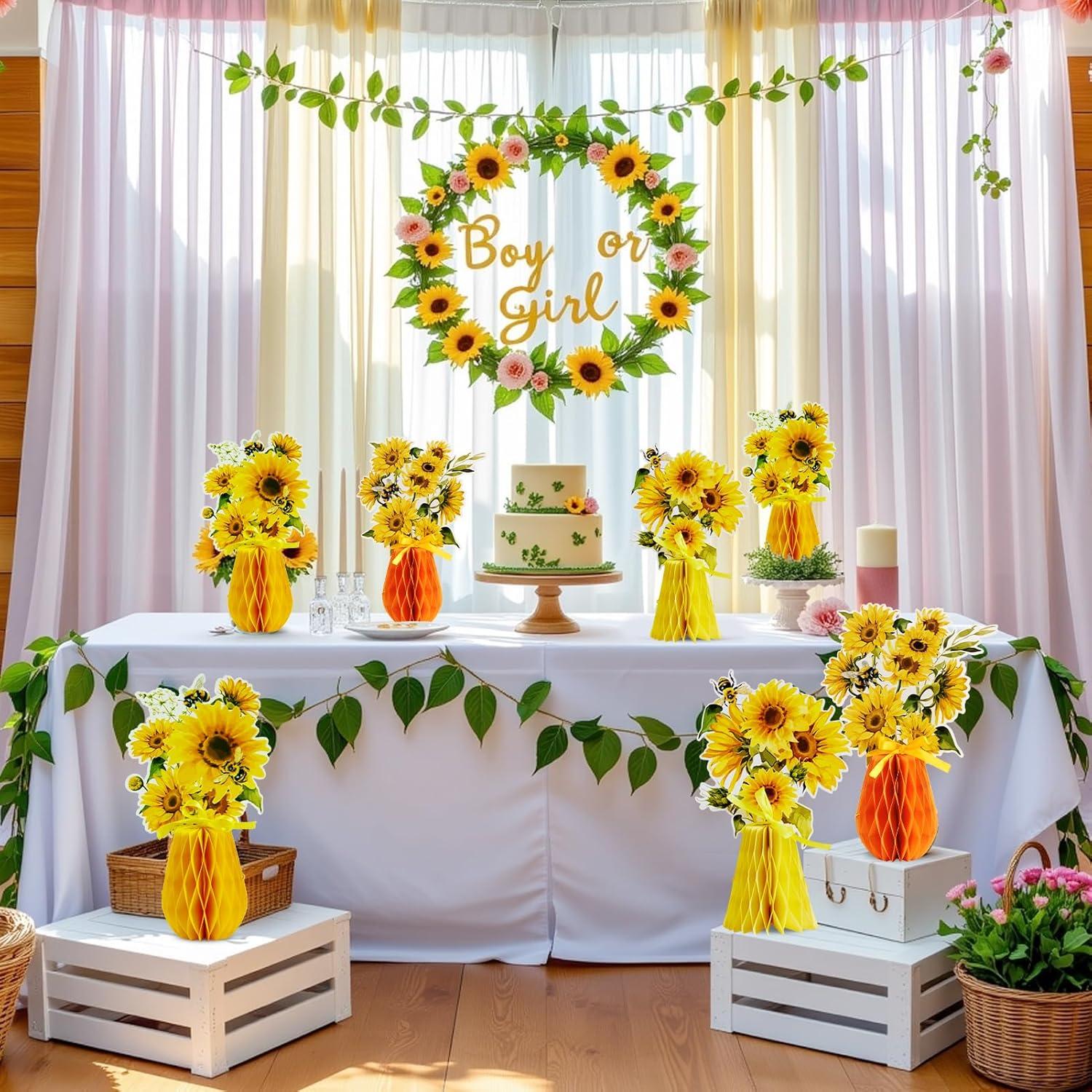 image:imageSUNBEAUTY 9 PCS Sunflower Honeycomb Centerpieces Sunflower Party Decorations Yellow Honeycomb Table Centerpiece for Spring Summer Garden Themed Birthday Baby Shower DecorSunflower