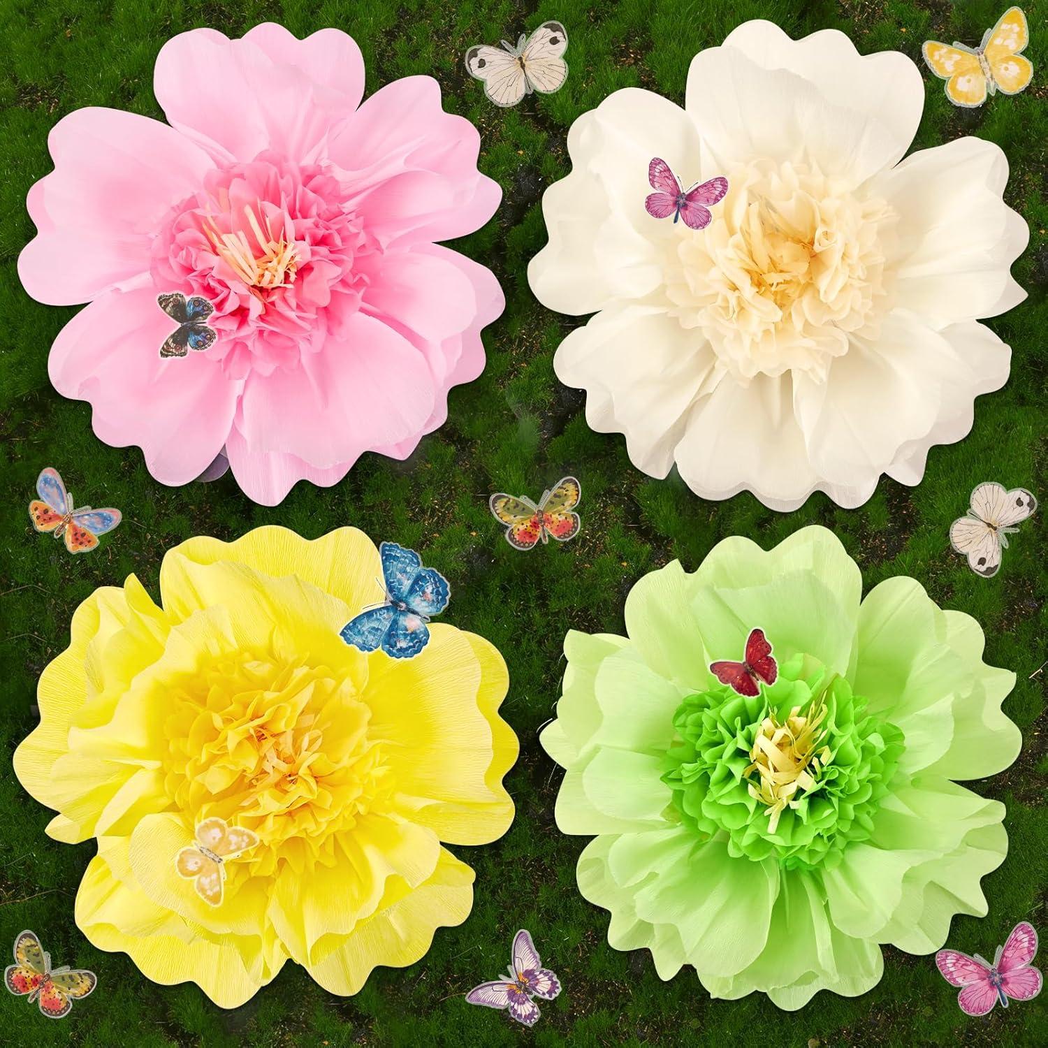 image:imageSUNBEAUTY Sunflower Tissue Paper Flowers Giant Paper Flowers Decoration for Wall 19 Large Yellow Floral Tissue Pom Poms Hanging for Wedding Bridal Shower Birthday Classroom Bulletin Board DecorPink Green yellow cream White20