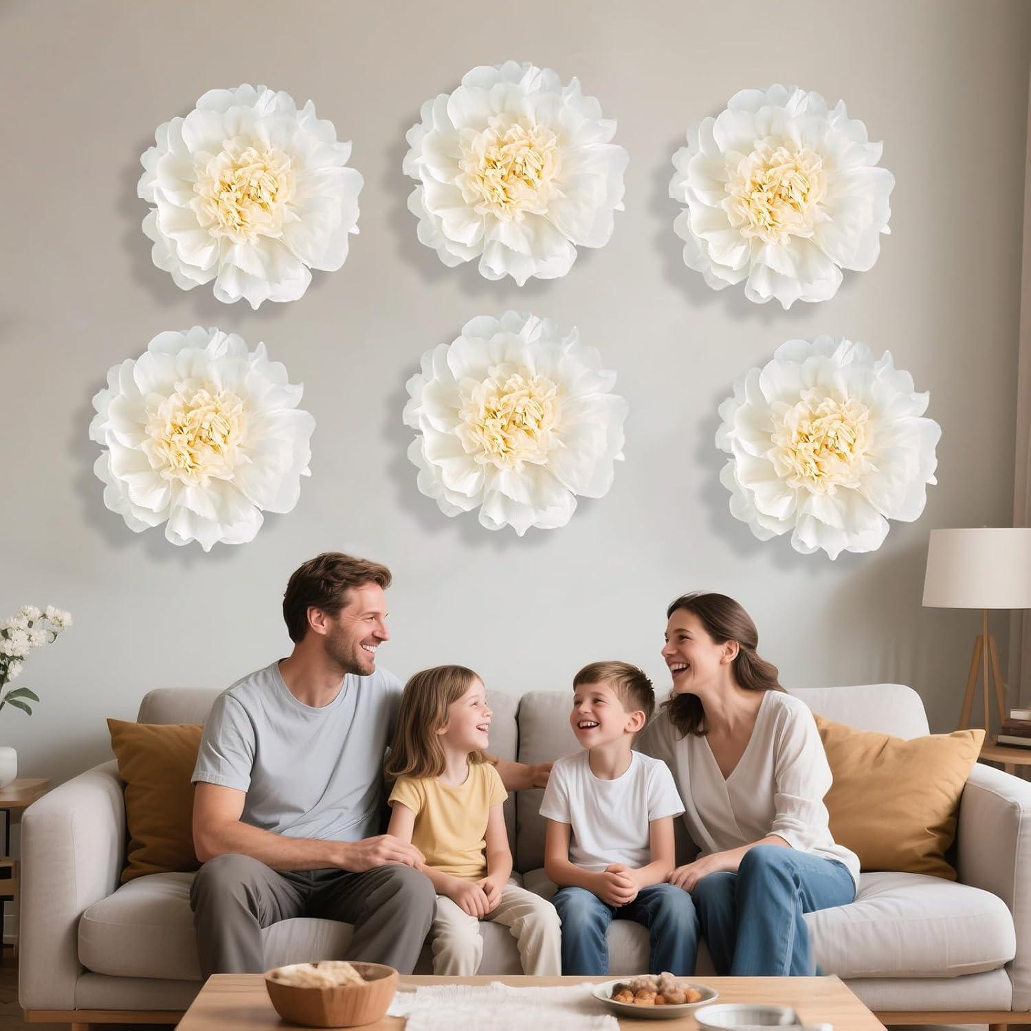 image:imageSUNBEAUTY Sunflower Tissue Paper Flowers Giant Paper Flowers Decoration for Wall 19 Large Yellow Floral Tissue Pom Poms Hanging for Wedding Bridal Shower Birthday Classroom Bulletin Board DecorAWhite