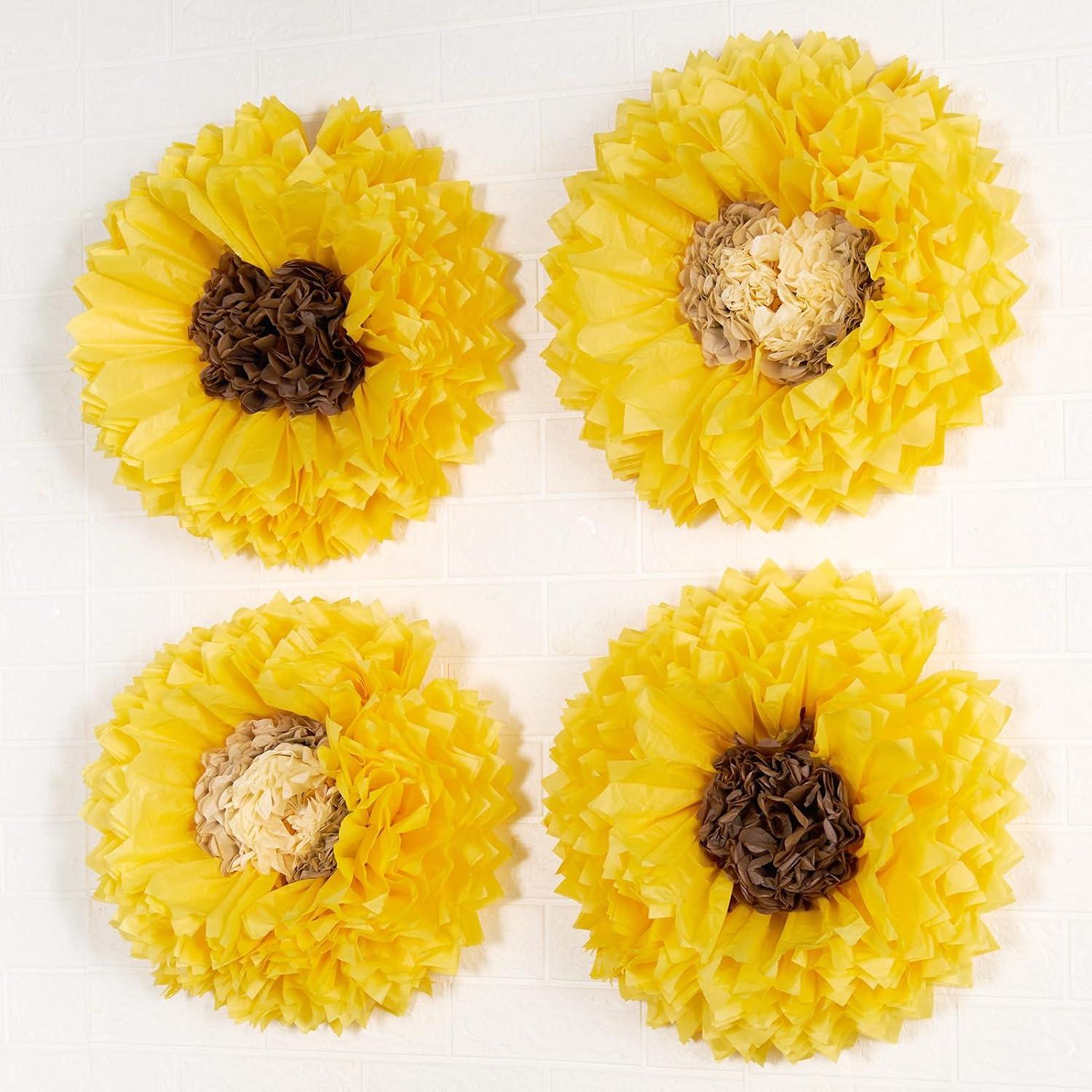 image:imageSUNBEAUTY Sunflower Tissue Paper Flowers Giant Paper Flowers Decoration for Wall 19 Large Yellow Floral Tissue Pom Poms Hanging for Wedding Bridal Shower Birthday Classroom Bulletin Board DecorSunfloweryellow Black