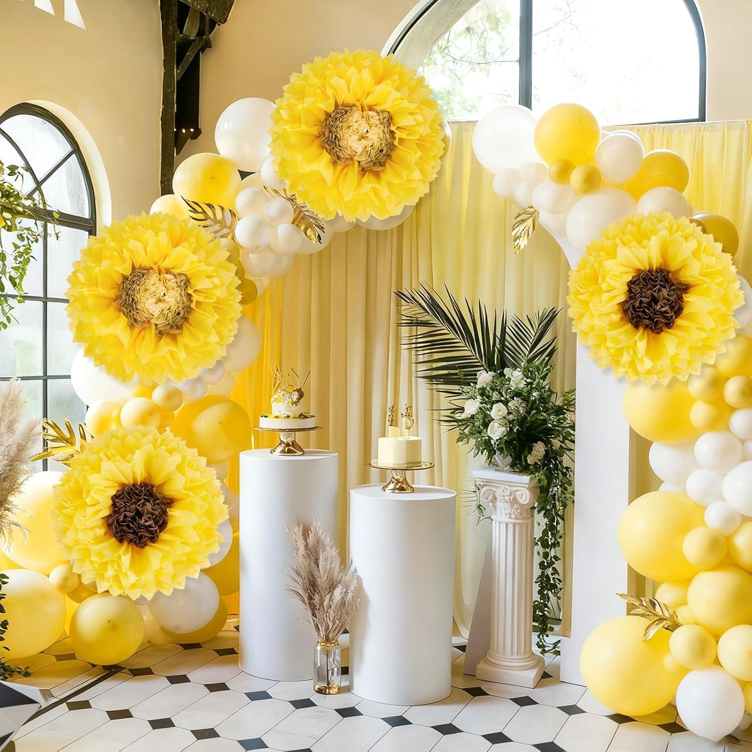 image:imageSUNBEAUTY Sunflower Tissue Paper Flowers Giant Paper Flowers Decoration for Wall 19 Large Yellow Floral Tissue Pom Poms Hanging for Wedding Bridal Shower Birthday Classroom Bulletin Board DecorSunfloweryellow Black