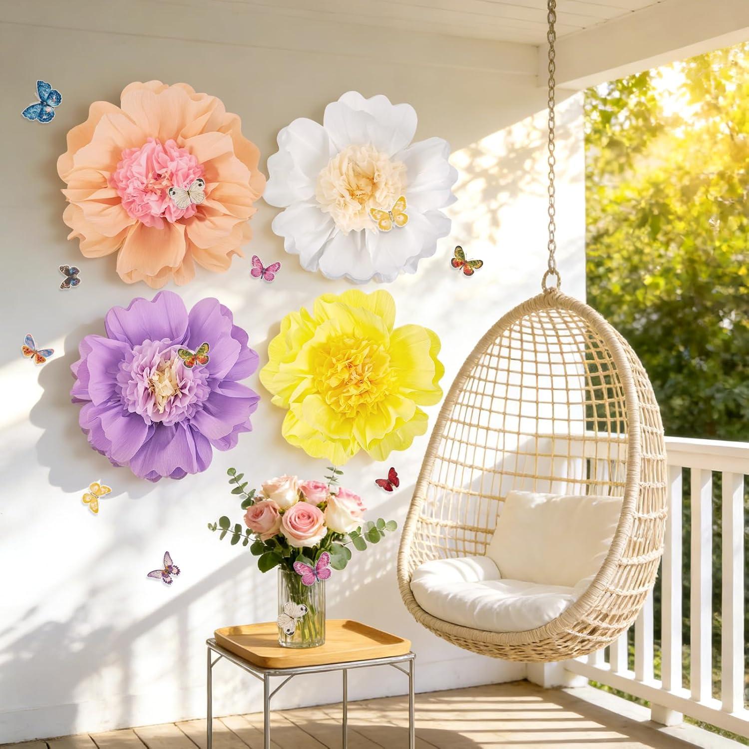 image:imageSUNBEAUTY Sunflower Tissue Paper Flowers Giant Paper Flowers Decoration for Wall 19 Large Yellow Floral Tissue Pom Poms Hanging for Wedding Bridal Shower Birthday Classroom Bulletin Board DecorPurple yellow pink cream White20