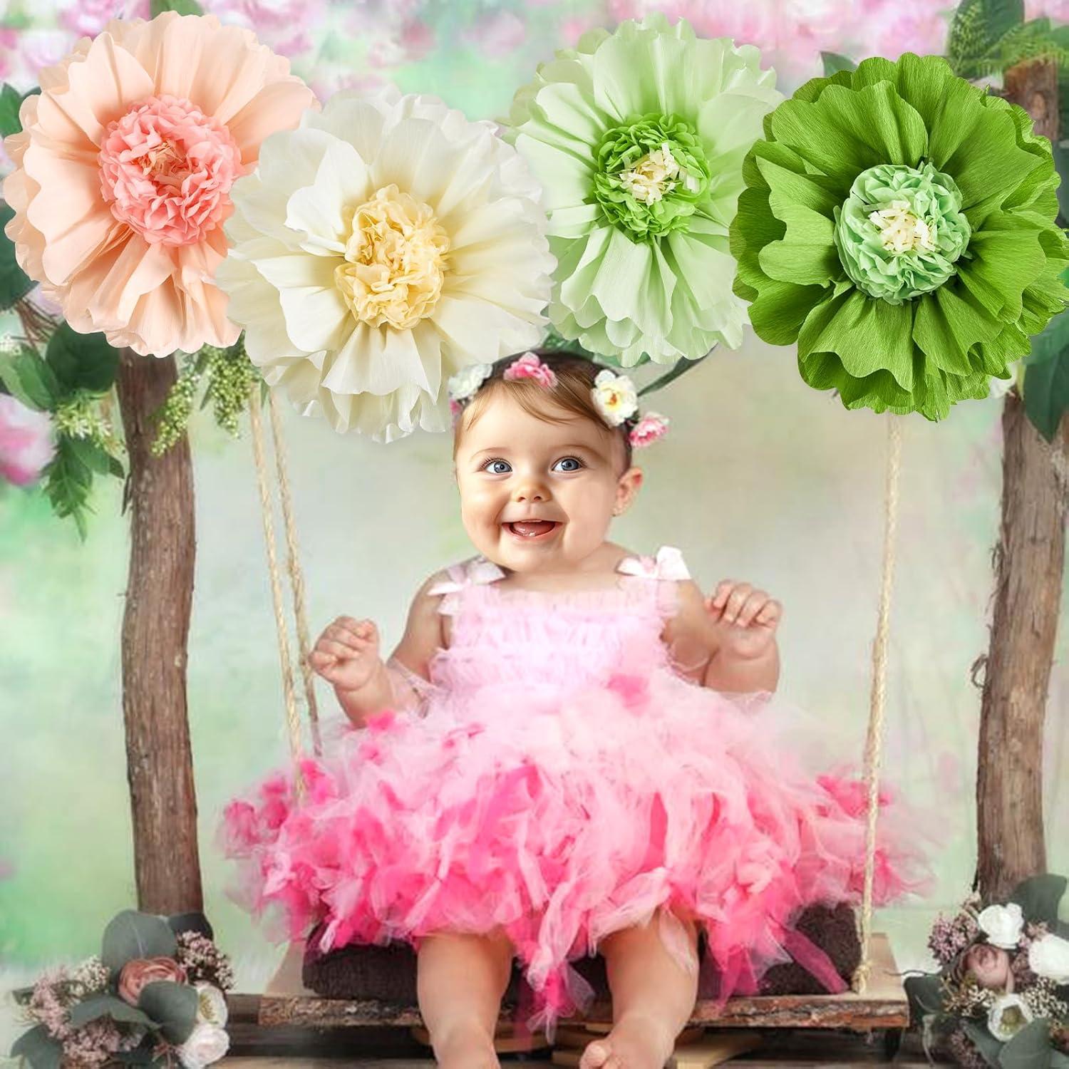 image:imageSUNBEAUTY Sunflower Tissue Paper Flowers Giant Paper Flowers Decoration for Wall 19 Large Yellow Floral Tissue Pom Poms Hanging for Wedding Bridal Shower Birthday Classroom Bulletin Board DecorGrayish green