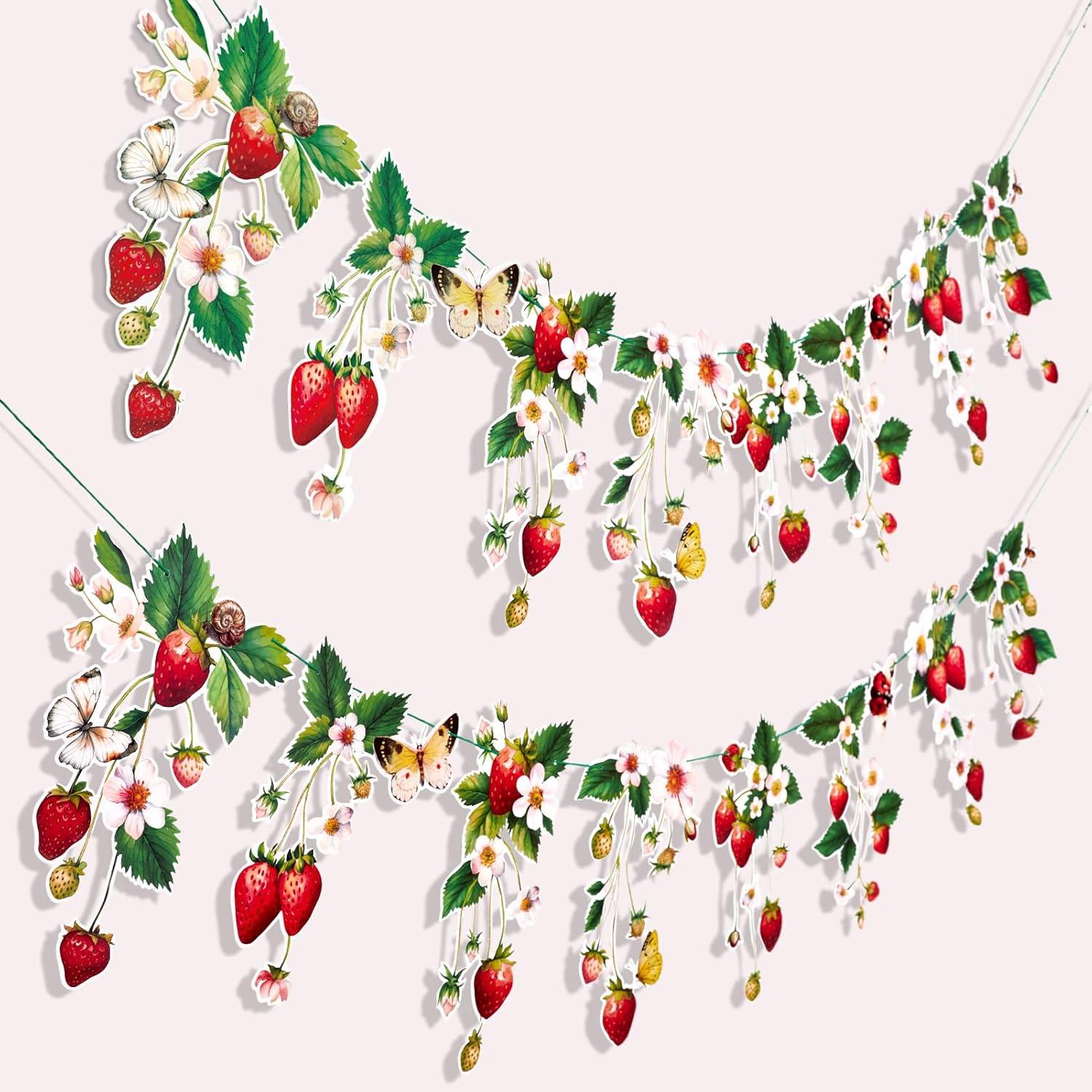 image:imageStrawberry Party Banner Berry First Birthday Decor Strawberry Wildflower Garland for Spring Enchanted Garden Tea Party Hanging Floral Strawberry Theme Birthday for Girl Sweet Baby Shower Party 82ftRed Strawberry Garland