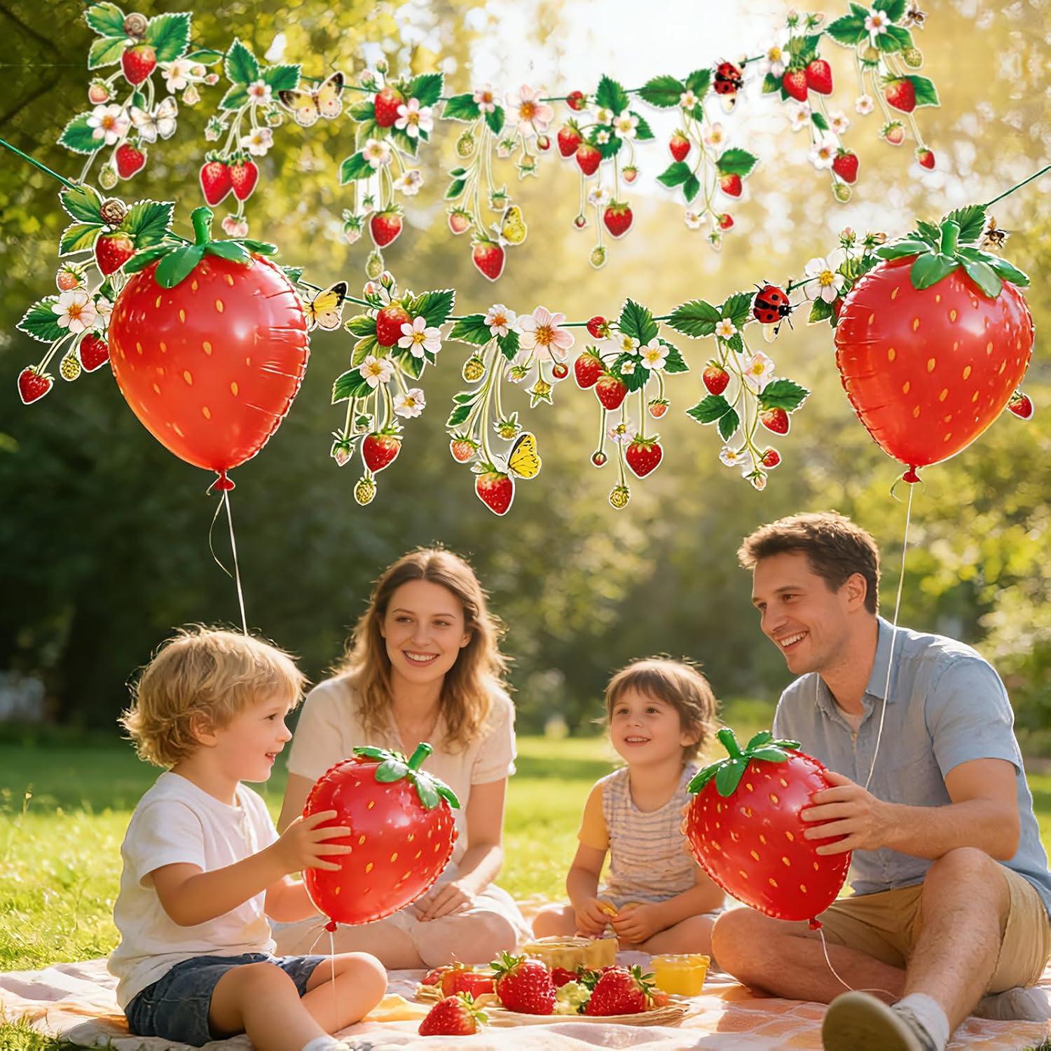 image:imageStrawberry Party Banner Berry First Birthday Decor Strawberry Wildflower Garland for Spring Enchanted Garden Tea Party Hanging Floral Strawberry Theme Birthday for Girl Sweet Baby Shower Party 82ftRed Strawberry Garland
